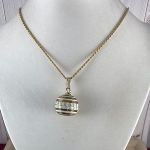 Vintage White Enamel over Gold Tone Caravelle 7 Jewel Orb or Pendant Watch